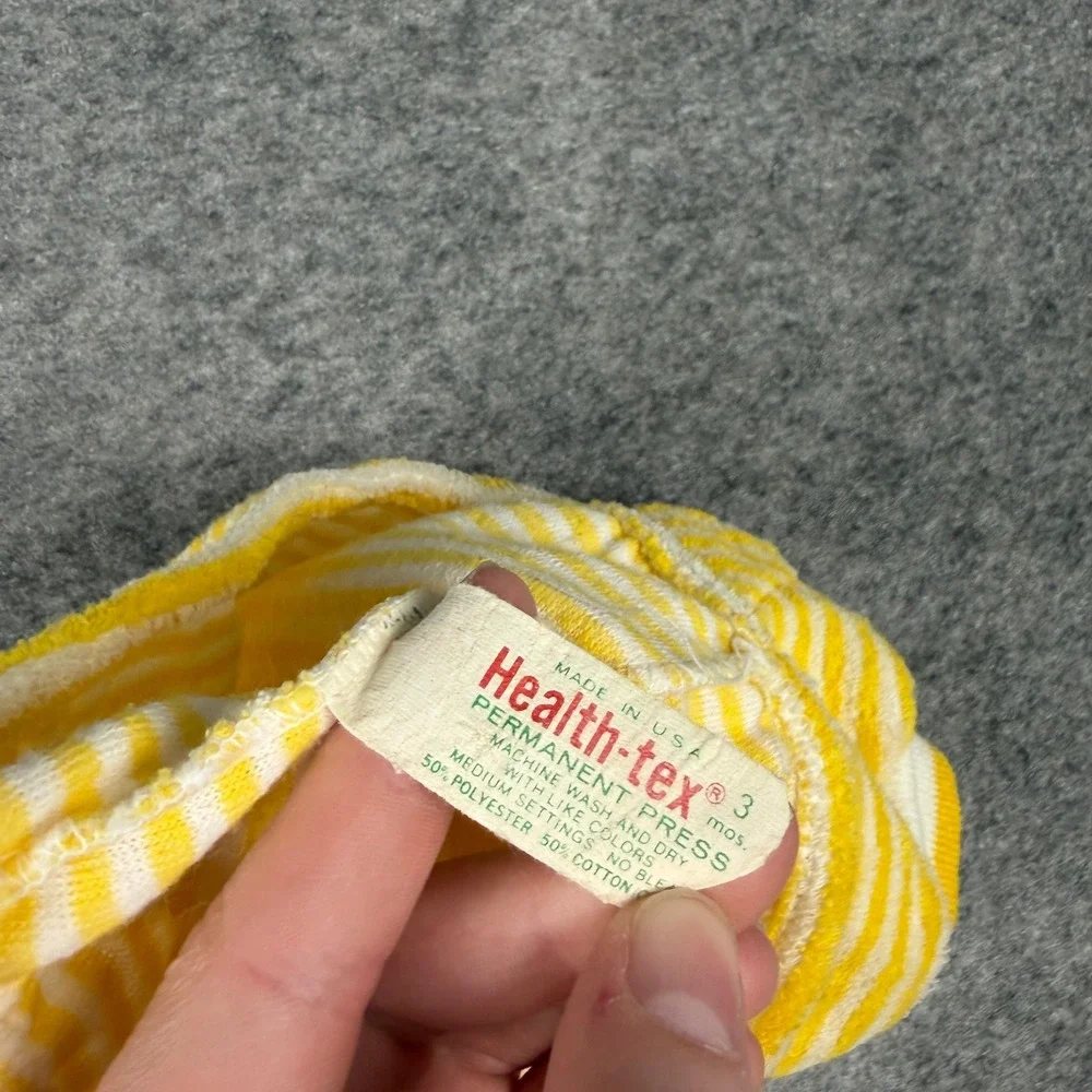Health-tex Bloomers Unisex 3 Months Yellow White Striped Terry Cloth Vintage 80s